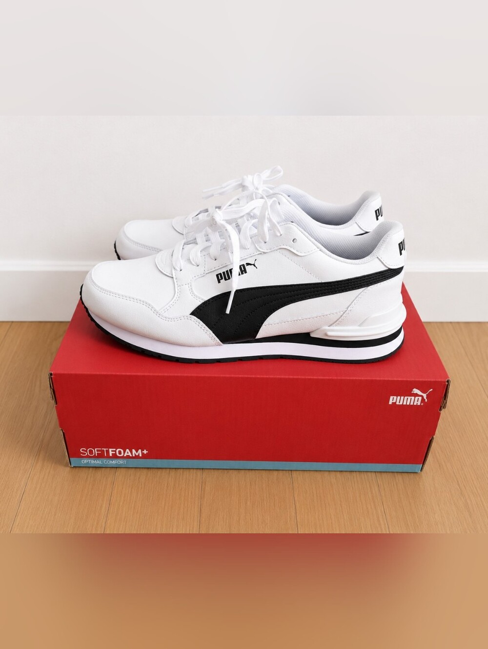 PUMA White & Black Classic Runner Sneakers